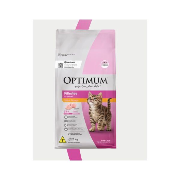 RACAO GATO OPTIMUM DRY FRANGO 3 KG FILHOTE