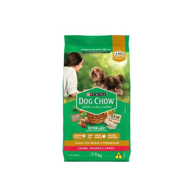 RACAO CAO DOG CHOW 1KG ADULTO RAC PEQ 