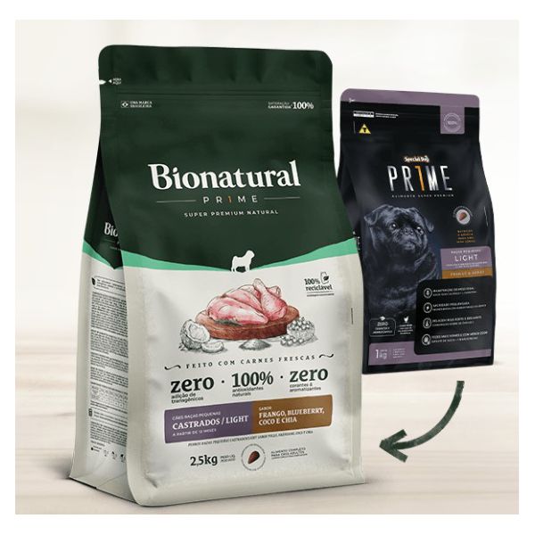 RACAO CAO AD BIONATURAL 2,5KG R PEQ LIGHT CAST FGO
