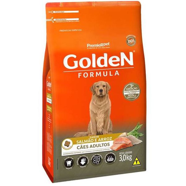 RACAO CAO GOLDEN 3KG ADULTO SALMAO