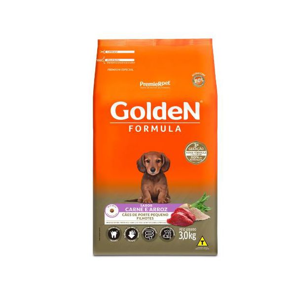 RACAO CAO GOLDEN 3KG FILHOTE CARNE M BIT
