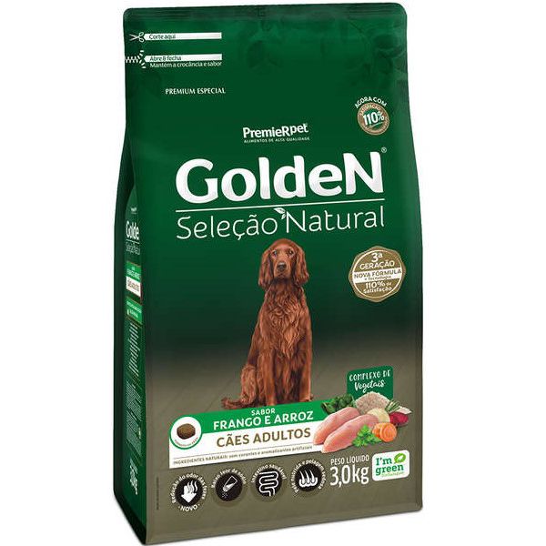 RACAO CAO GOLDEN 3KG SELEÇÃO NATURAL ADULTO FRANGO