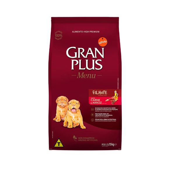 RACAO CAO GRAN PLUS 15 KG FILHOTE CARNE E ARROZ