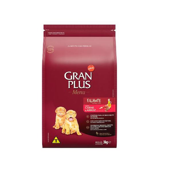 RACAO CAO GRAN PLUS 3 KG FILHOTE CARNE