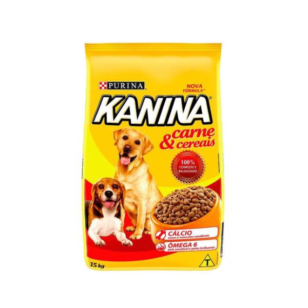 RACAO CAO KANINA 15 KG CARNE/CEREAIS 