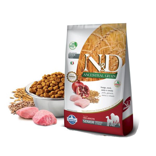 RACAO CAO N&D AD 10KG SENIOR MEDIUM/MAXI ANCEST FRANGO