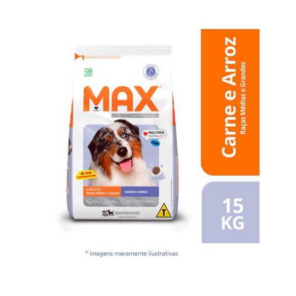 RACAO CAO MAX 15KG AD M/G CARNE