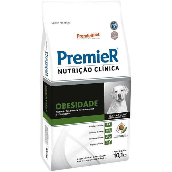 RACAO CAO PREMIER CLIN OBESID 10KG R.MED/GR