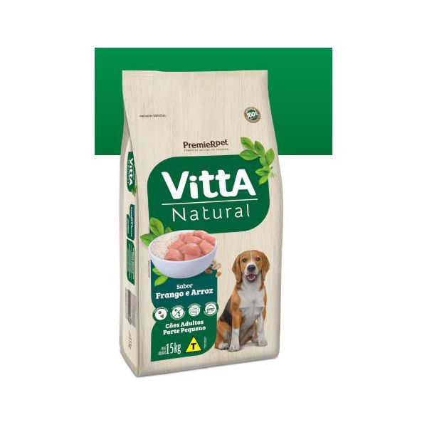RACAO CAO VITTA NATURAL 15KG AD RAÇA PEQ FRANGO E CEREAIS