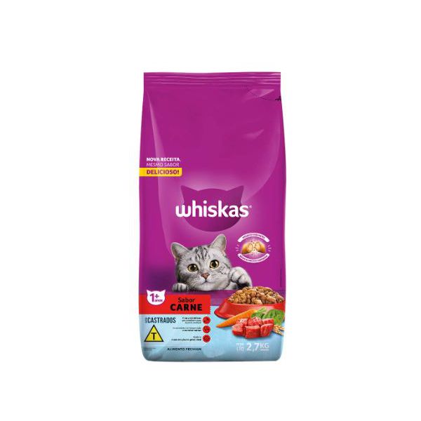 RACAO GATO WHISKAS 2,7KG CARNE CASTRADO