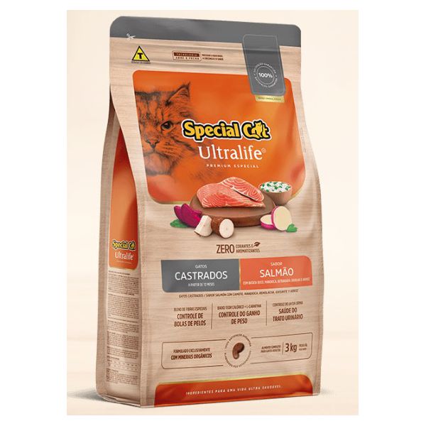RACAO GATO SPECIAL CAT 3 KG ULTRALIFE SALMÃO CAST 