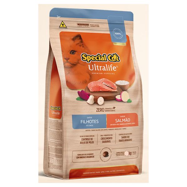 RACAO GATO SPECIAL CAT 3KG FILHOTE SALMAO ULTRALIFE