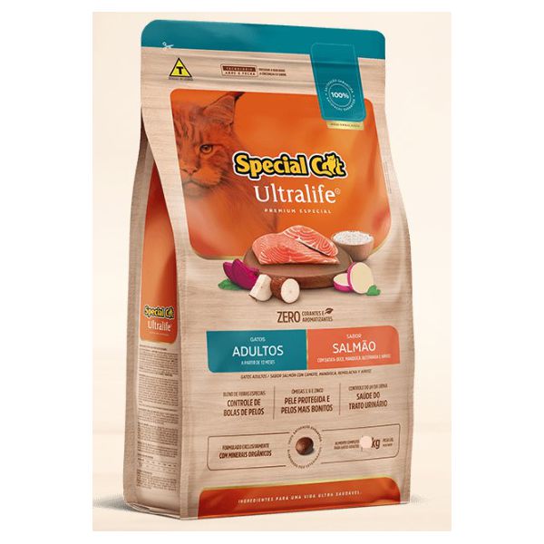 RACAO GATO SPECIAL CAT 1KG AD SALMAO ULTRALIFE
