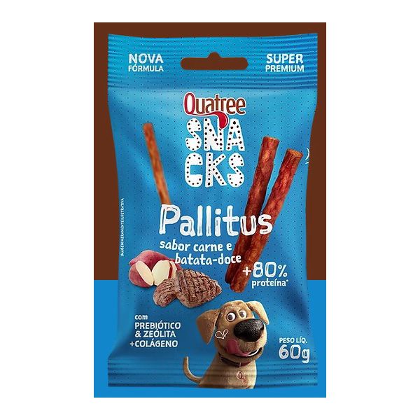 BIFINHO CAO QUATREE SNACKS PALLITUS CARNE E BATATA DOCE 60G