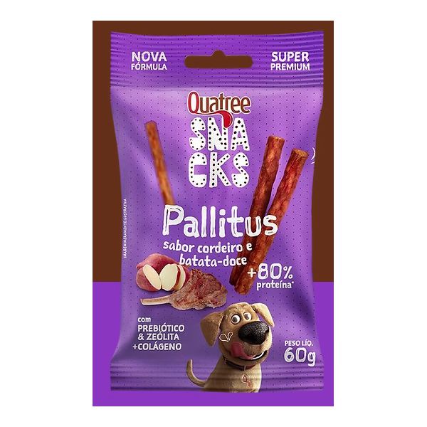 BIFINHO CAO QUATREE SNACKS PALLITUS CORDEIRO E BATATA DOCE 60G