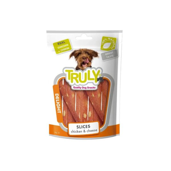 PETISCO CAO TRULY DELIGHT FATIAS FRANGO E QUEIJO 90G