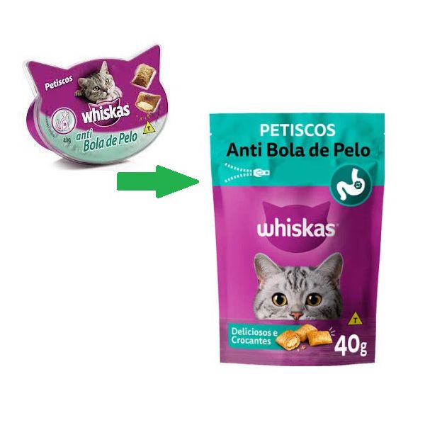 PETISCO GATO WHISKAS TEMP ANTI BOLA PELO 40G 