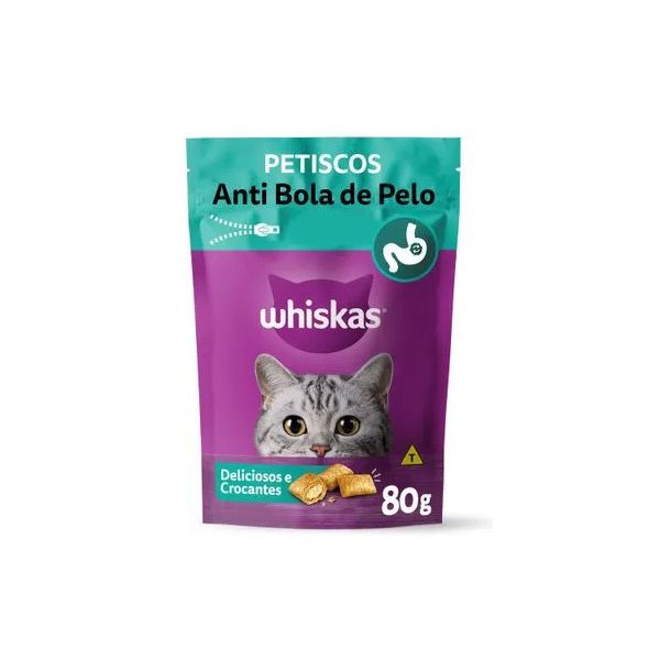 PETISCO GATO WHISKAS TEMP ANTI BOLA PELO 80G