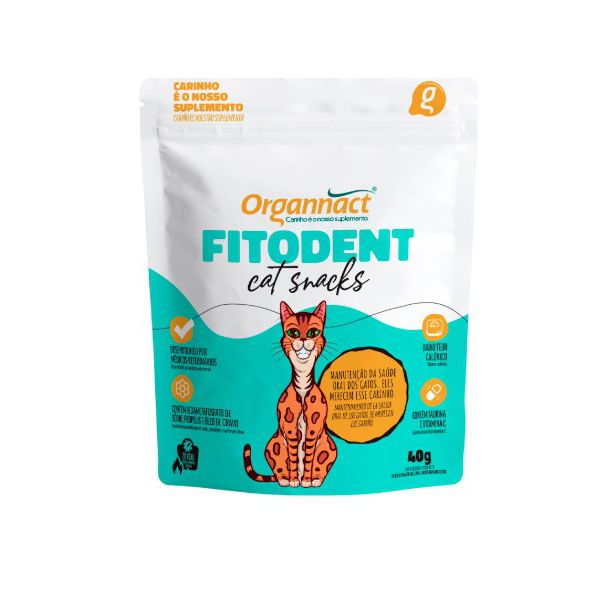 BISCOITO GATO SNACKS 40G FITODENT ORGANNACT C/2 PROMOCIONAL