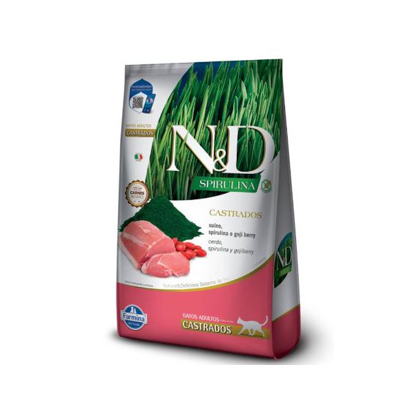 RACAO GATO N&D AD 1.5KG CAST SPIRULINA SUINO