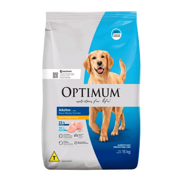 RACAO CAO OPTIMUM DRY FRANGO 15KG AD RAC MED/GRD