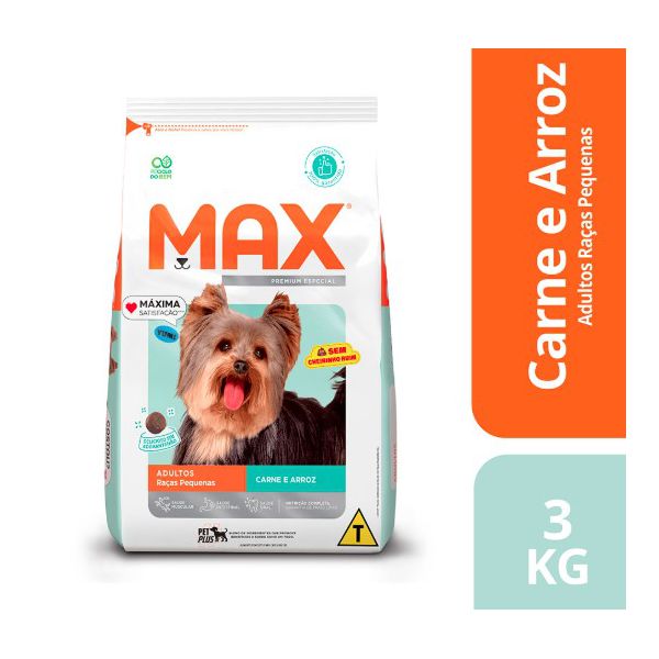 RACAO CAO MAX 3KG AD RP CARNE ARROZ