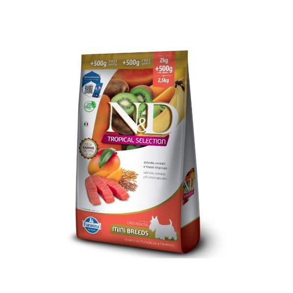RACAO CAO N&D AD 2,5KG MINI TROPICAL SALMAO