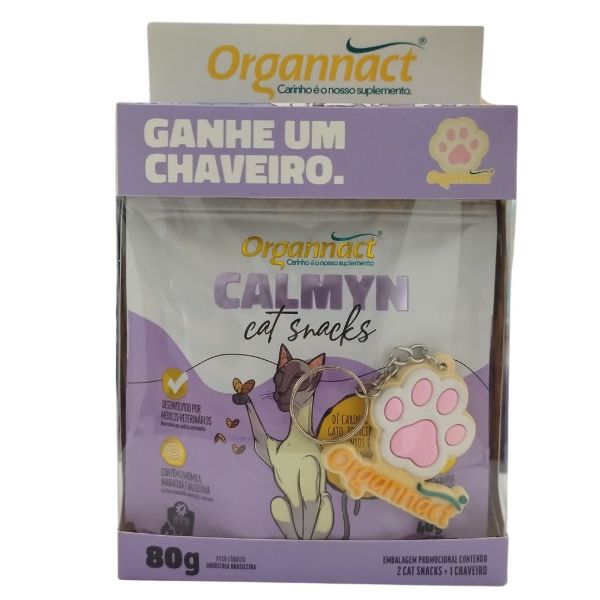 BISCOITO GATO KIT C/2 SNACKS 40G CALMYN C/CHAVEIRO ORGANNACT