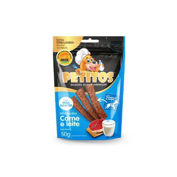 BIFINHO CAO PETITOS 50 GR FILHOTES CARNE E LEITE