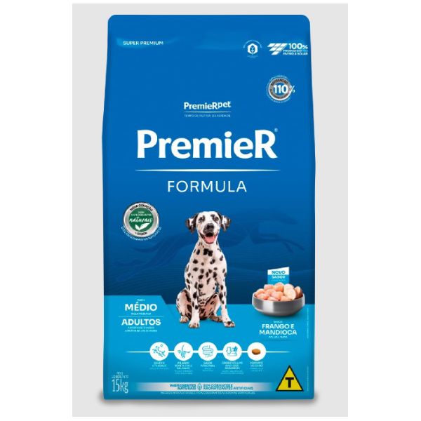 RACAO CAO PREMIER 15KG AD FRANGO R. MEDIAS