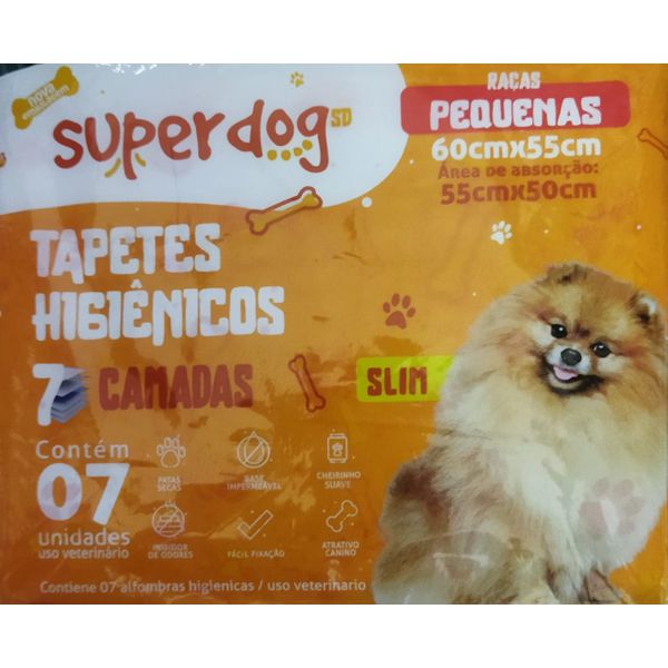 TAPETE CAO HIGIENICO SUPER DOG C/7 R.PEQ.(60X55)