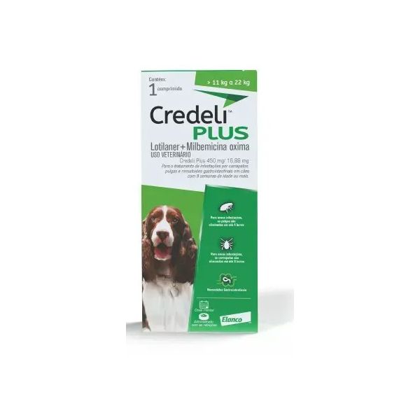 CREDELI PLUS 450MG (VERDE) CAO 11-22KG 1 COMP *NOVO