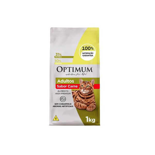 RACAO GATO OPTIMUM DRY CARNE 1 KG