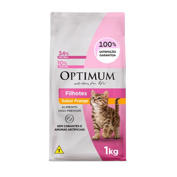 RACAO GATO OPTIMUM FILHOTE FRANGO 1KG