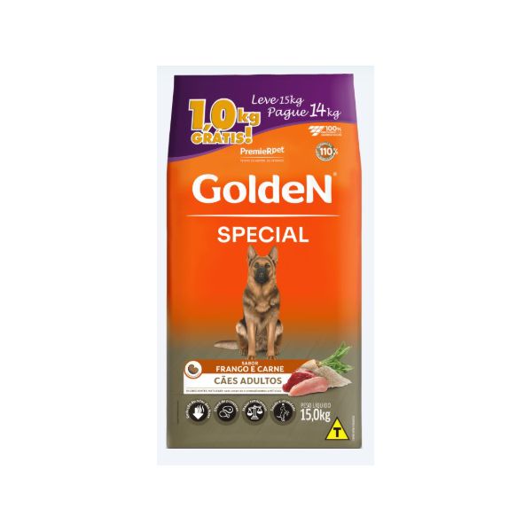 RACAO CAO GOLDEN 15KG AD SPECIAL FRA/CAR LEVE 15 PAGUE 14KG