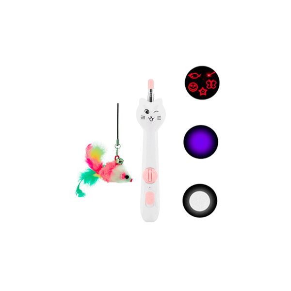 BRINQ GATO VARINHA COM LUZ E LASER ROSA SAVANA