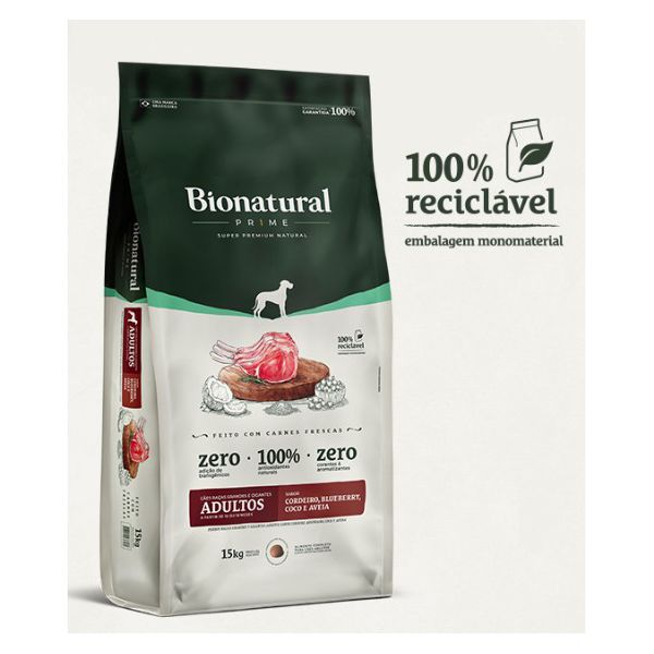 RACAO CAO BIONATURAL AD 15KG R GDE/GIG CORDEIRO