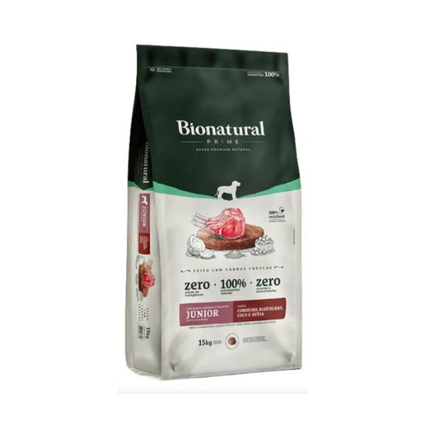 RACAO CAO BIONATURAL JR 15KG R GDE/GIG CORDEIRO