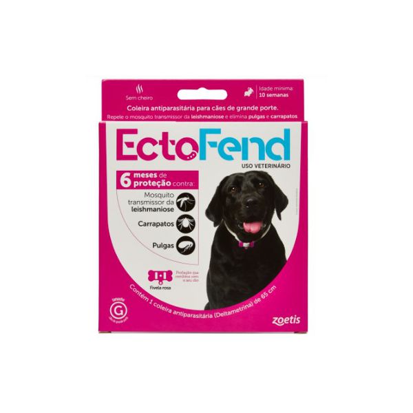 COLEIRA ANTI CARRAP/PULGA/LESH. ECTOFEND G 65CM ROSA