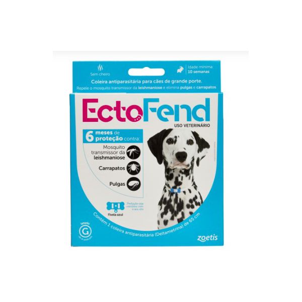 COLEIRA ANTI CARRAP/PULGA/LESH. ECTOFEND G 65CM AZUL
