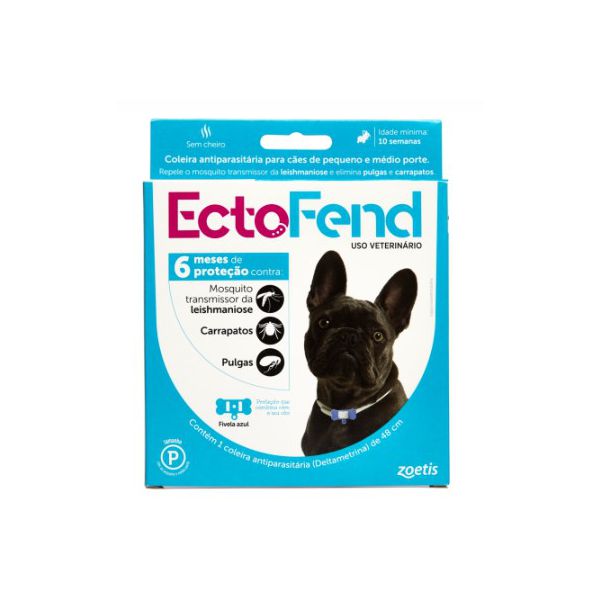 COLEIRA ANTI CARRAP/PULGA/LESH. ECTOFEND P 48CM AZUL