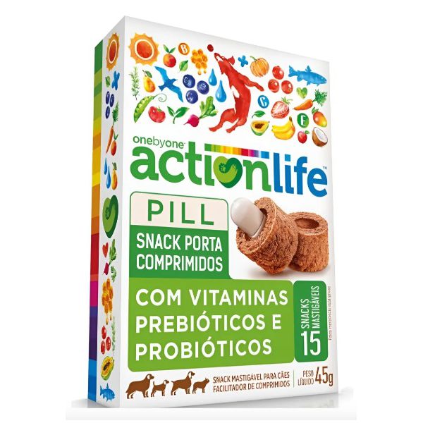 BIFINHO CAO SNACK ACTION LIFE PILL 45G SPIN PORTA COMPRIMIDO