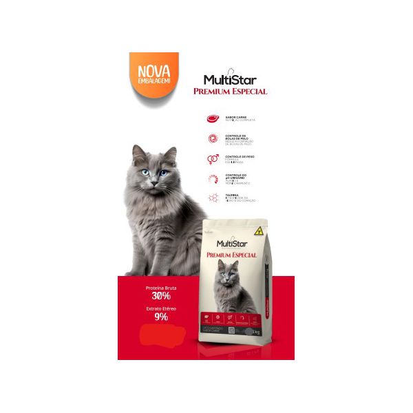 RACAO GATO MULTISTAR 1KG CARNE CAST