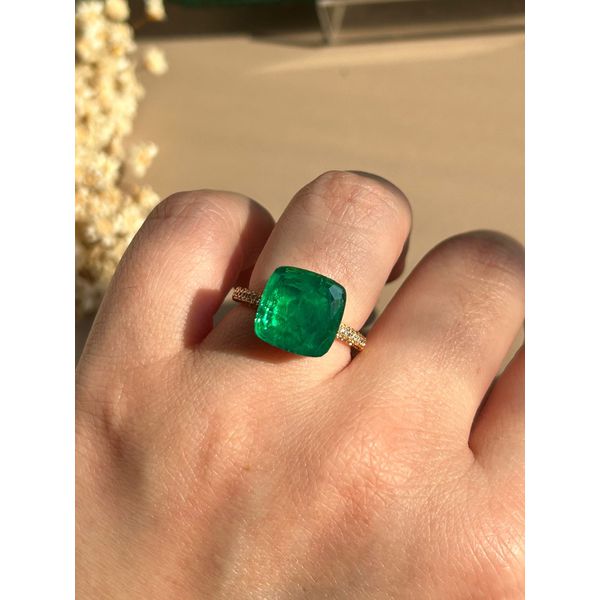 Anel Quadrado Verde Esmeralda Ouro