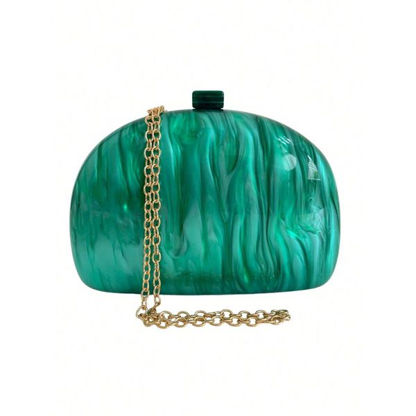 Bolsa Clutch Oval Acrilico Verde