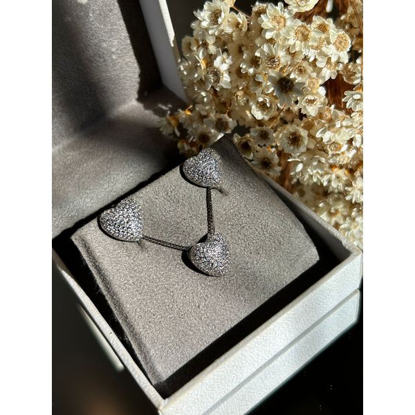 Conjunto Coração Cravejado Zircônia Ródio Branco