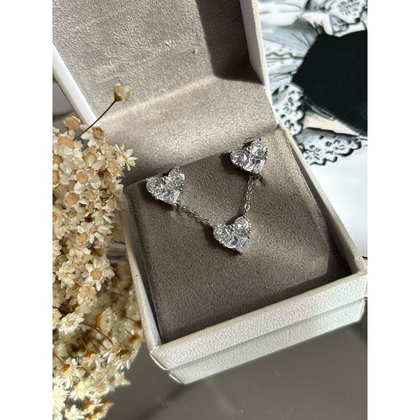 Conjunto Coração Tres Pedras Zircônia