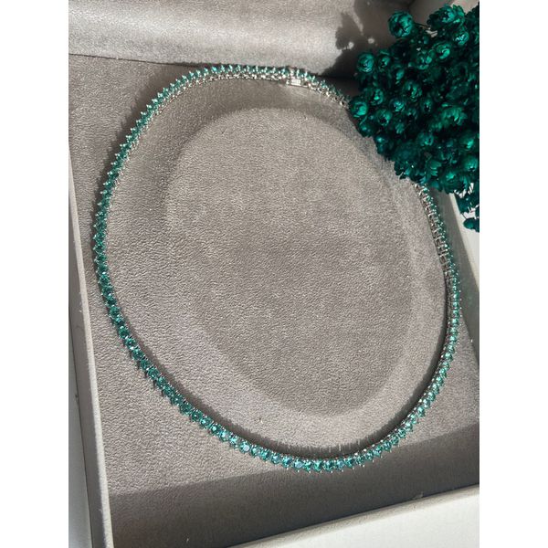 Riviera 3 Garras Turmalina 45cm pedra zircônia 3mm com fecho jóia ródio branco (modelo que não vira)