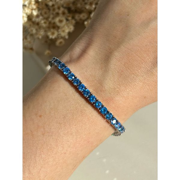 Pulseira Riviera Água Marinha/Azul Banho Ródio Branco