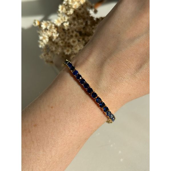 Pulseira Riviera Safira Azul Banho Ouro